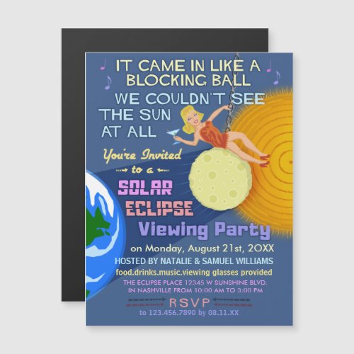 Solar Eclipse Party Funny Retro Sun Viewing 2017 Magnetic Invitation