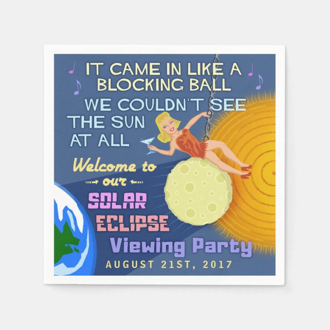 Solar Eclipse Party Funny Retro Sun Viewing 2017 Napkins (Front)
