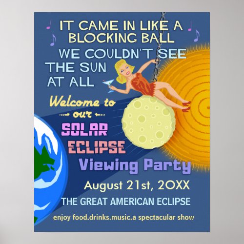 Solar Eclipse Party Funny Retro Sun Viewing 2017 Poster