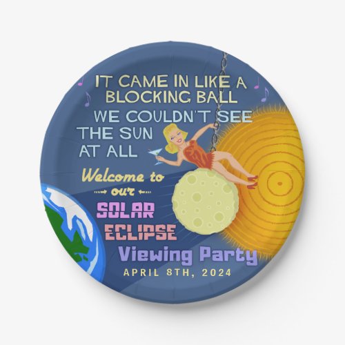 Solar Eclipse Party Funny Retro Sun Viewing 2024 Paper Plates