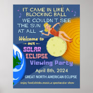 Solar Eclipse Party Funny Retro Sun Viewing 2024 Poster at Zazzle