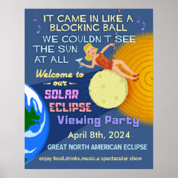 Solar Eclipse Party Funny Retro Sun Viewing 2024 Poster
