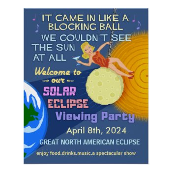 Solar Eclipse Party Funny Retro Sun Viewing 2024 Poster by FancyCelebration at Zazzle