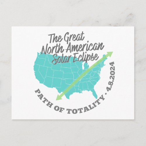 Solar Eclipse Path of Totality United States Postcard