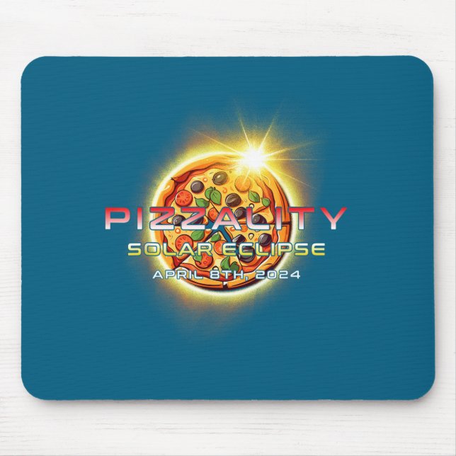 Solar Eclipse Pizzality Eclipse Pizza Illustration Mouse Pad (Front)
