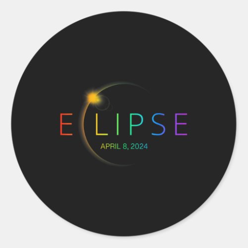 Solar Eclipse Rainbow 2024 Total Solar Eclipse 40 Classic Round Sticker