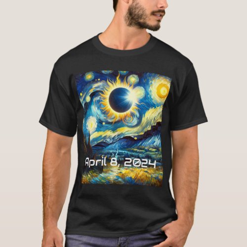 Solar Eclipse Starry Night Van Gogh T_Shirt