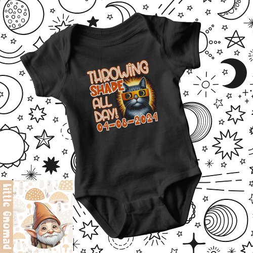 Solar Eclipse Throwing Shade Cute Cat In Glasses Baby Bodysuit