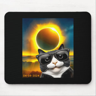 Solar Eclipse Totality Tuxedo Cat Design Mouse Pad