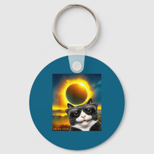 Solar Eclipse Totality Tuxedo Cat Keychain