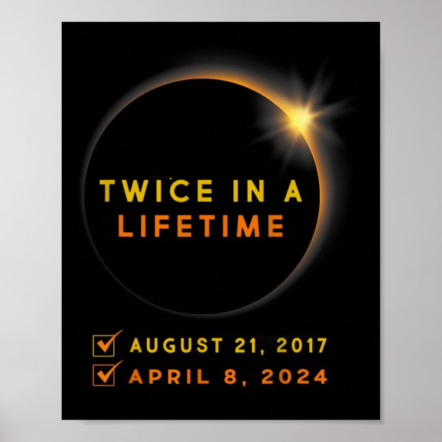 Solar Eclipse Twice In Lifetime 2024 Solar Eclipse Poster (Front)