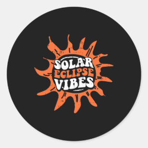 Solar Eclipse Vibes Retro April 8 2024 Totality Classic Round Sticker