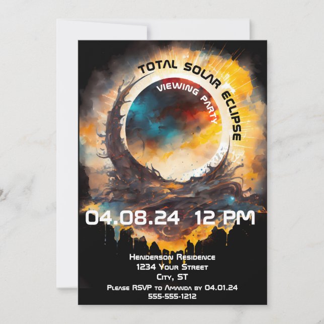 Solar Eclipse Viewing Party Customizable Invitation (Front)
