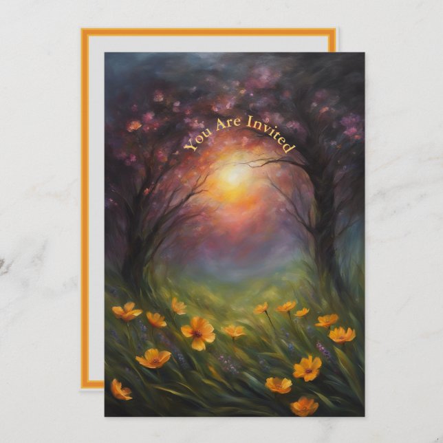 Solar Eclipse Viewing Party Fully Custom Flowers Invitation (Front/Back)