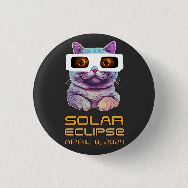 Solar Eclipse with Cat Button (Front)