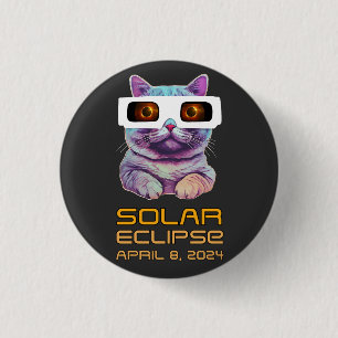 Solar Eclipse with Cat Button