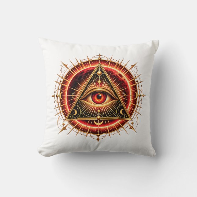 Solar Ember Eye Throw Pillow (Front)