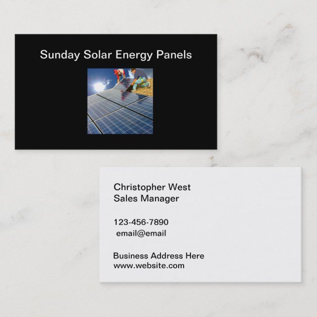 Solar Energy Panels Sales & Service Business Card (Front/Back)