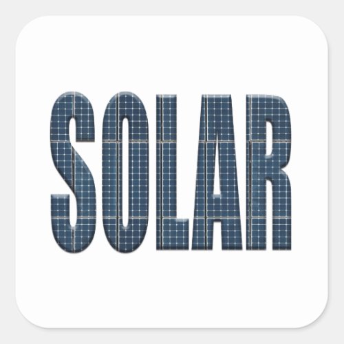 Solar energy photovoltaic panels with the word Sol Square Sticker