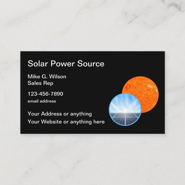 Solar Energy Services Glossy Business Cards (Front)