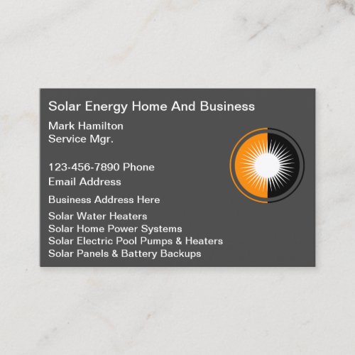 Solar Energy Systems Business Card Design