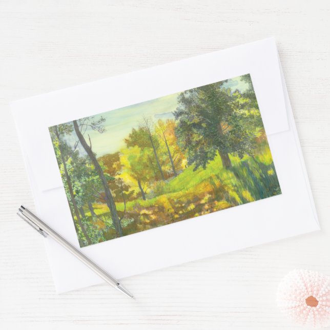 Solar fall  painting watercolor rectangular sticker (Envelope)