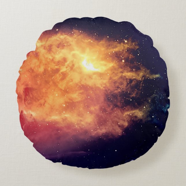 Solar Fire Across the Cosmos Round Pillow (Front)