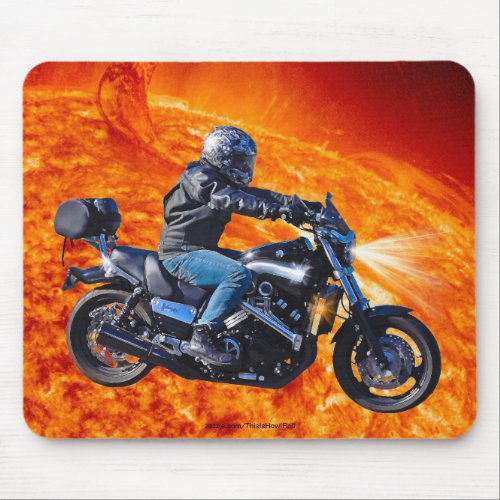 Solar Flare Biker Motorcycle Fantasy Art Mousepad