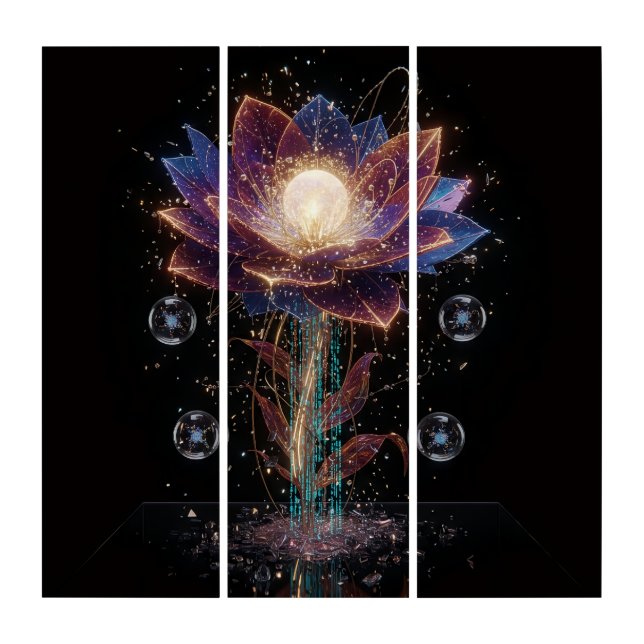 Solar Flare Bloom: Dynamic Light Synergy Triptych (Front)