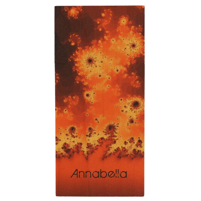 Solar Flare Fractal Wood USB Flash Drive (Front Vertical)