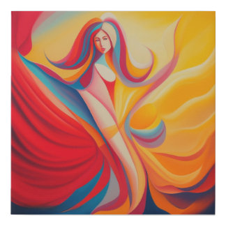 Solar Goddess – Vibrant Modern Abstract Woman in R Faux Canvas Print