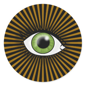 Solar Green Eye Classic Round Sticker