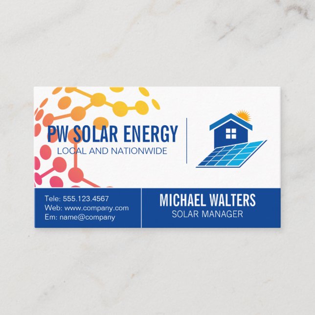 Solar House Power Logo | Tech Energy Business Card (Front)