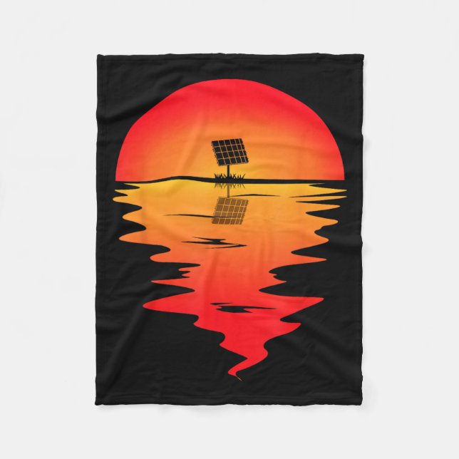 Solar Installation Sunset Solar Panel Installer Fleece Blanket (Front)