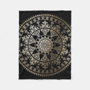 Solar Mandala Gold - Custom Color Fleece Blanket