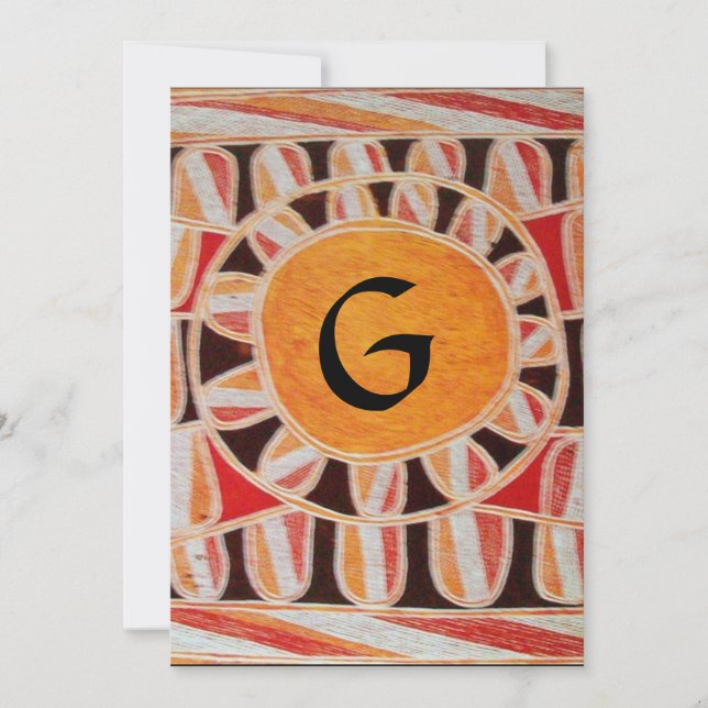 SOLAR MONOGRAM,bright yellow orange black white Invitation (Front)