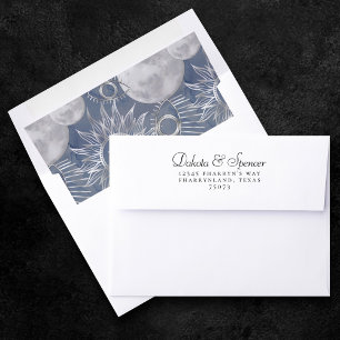 Solar Mystique   Dusty Blue Silver Moon Stars Sun Envelope Liner
