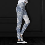 Solar Mystique | Dusty Blue Silver Moon Stars Sun Leggings<br><div class="desc">Modern silver celestial sun,  moon,  stars,  and mystical glyphs are offset by a mottled watercolor muted background. This fun novelty seamless pattern features a dynamic unisex (yet feminine) abstract gradient that adds perfect pop of color. For customizations or other colors,  please visit JustFharryn @zazzle.com #bohochic #zazzlemade</div>