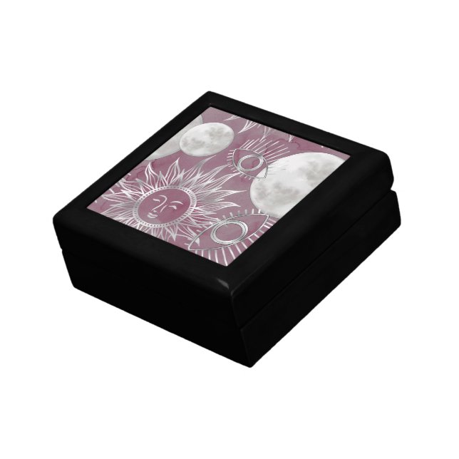 Solar Mystique | Pink Silver Moon Stars Sun Eyes Gift Box (Side)