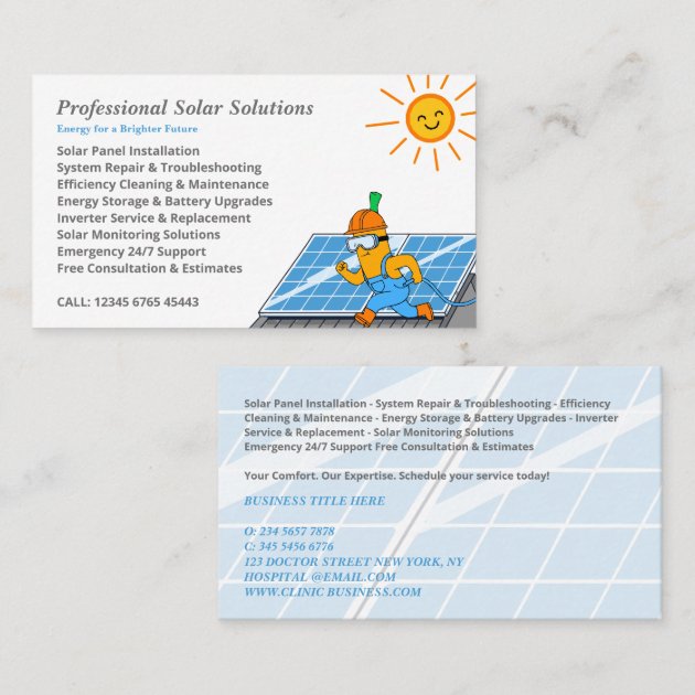 Solar Panel Cleaning & Maintenance Services Business Card