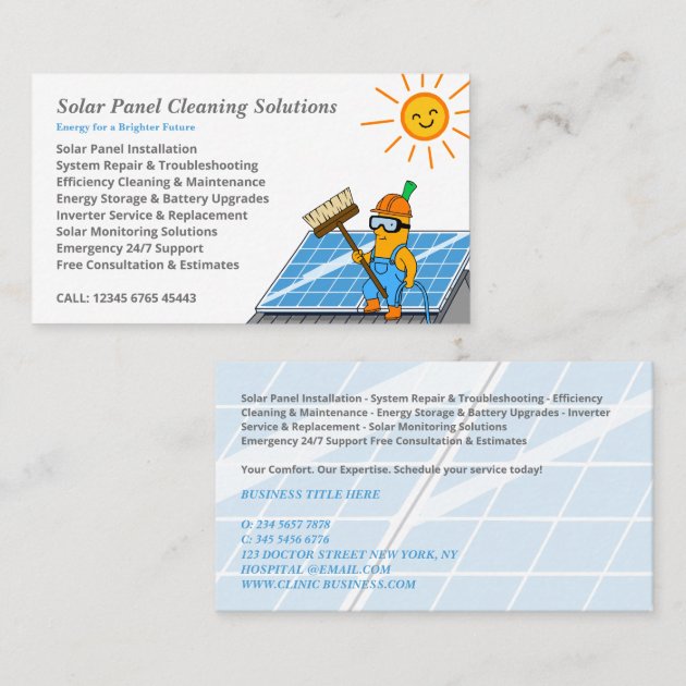 Solar Panel Cleaning Services Business Card
