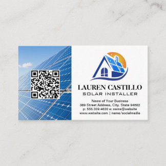Solar Panel Home Modern Logo | QR Business Card