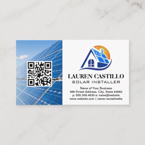 Solar Panel Home Modern Logo  QR Business Card