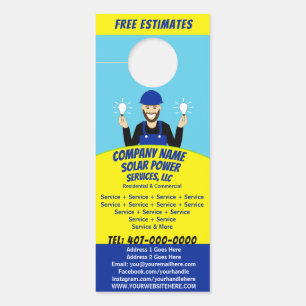 Solar Panel Light Bulb Services Company Door Hang Door Hanger