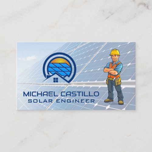 Solar Panel Logo  Technician Worker  Energy  Business Card