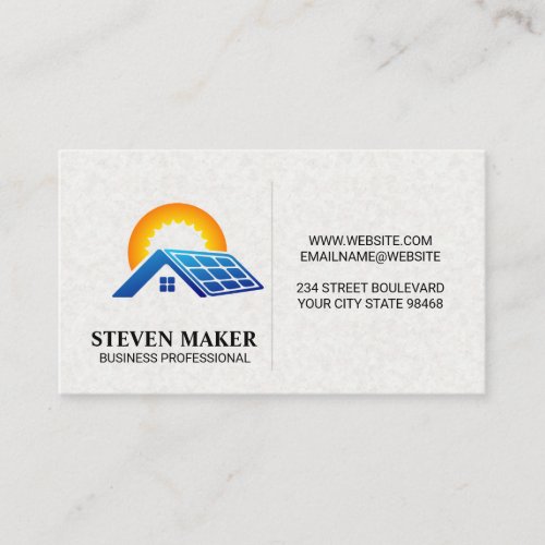 Solar Panel on Roof  Sun Energy Business Card