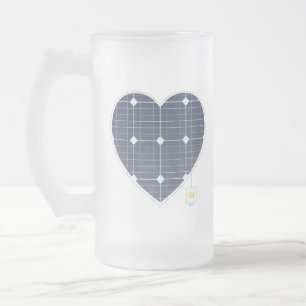 SOLAR PANEL POWER HEART FROSTED GLASS BEER MUG
