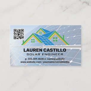Solar Panel Roof Logo   QR Code Business Card