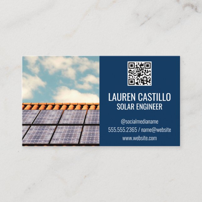 Solar Panel Roof | QR Scan Code Business Card (Front)