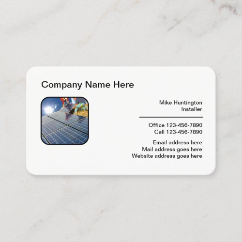 Solar Panel Sales And Installation Business Card